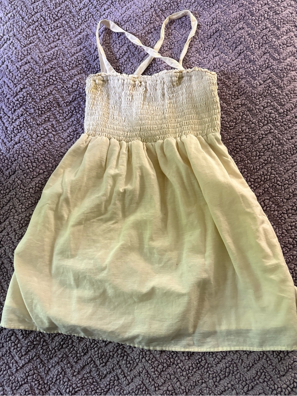 American Eagle Outfitters Cream Smocked Spaghetti Strap Sundress